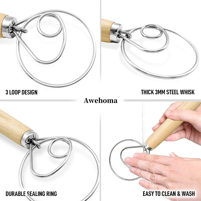 Batidor de masa danés de mano  - Kitchen Appliances Large reseña y precio