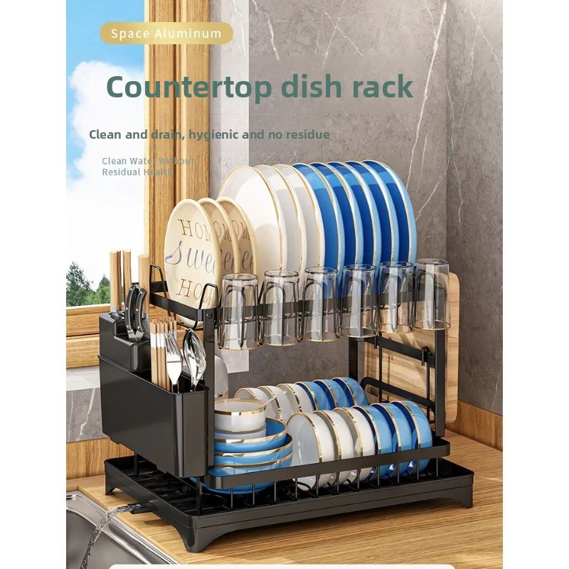 Escurridor de platos de doble  - Kitchen Appliances Storage reseña y precio